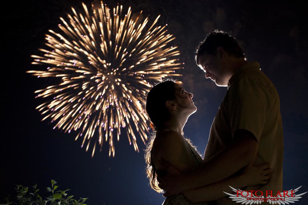 Engagement photos with fireworks