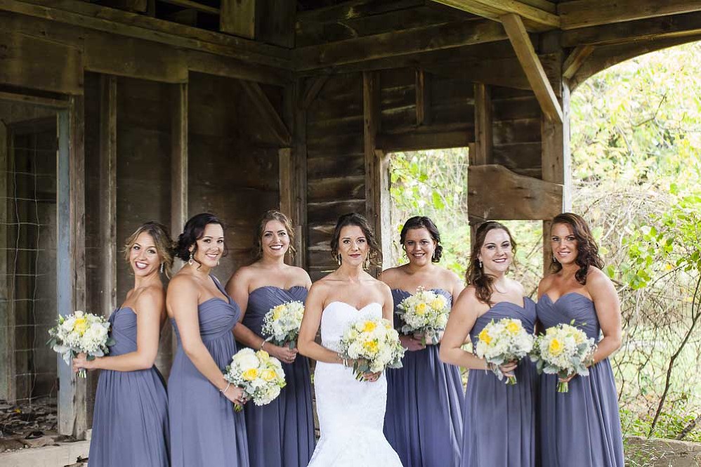 Bridesmaids with bride