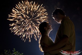 Engagement photo with fireworks