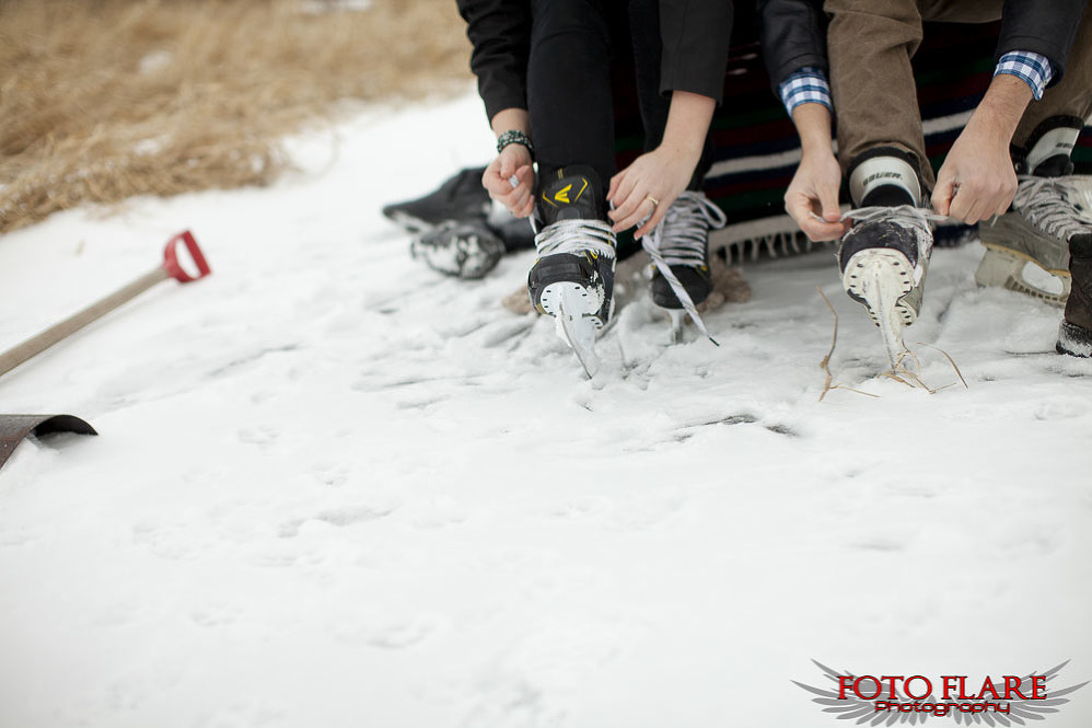 Lacing up their skates