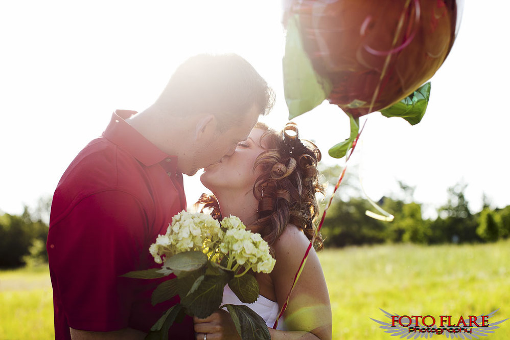 Kissing in the setting sun