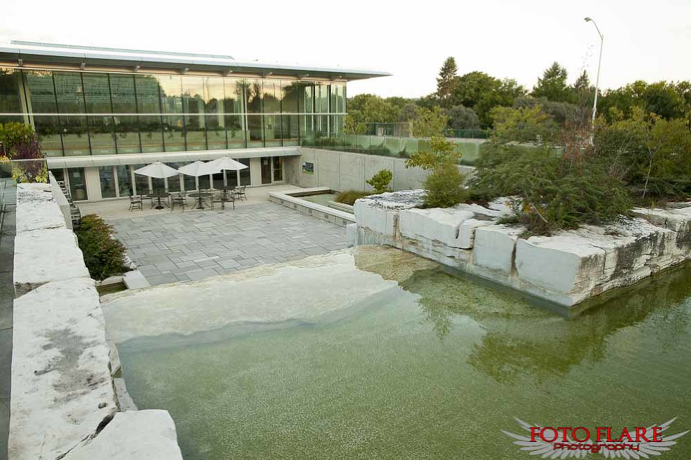 waterfall and patio