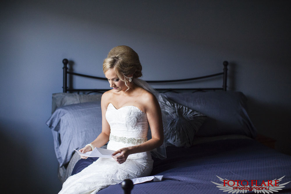 Bride reading a note from groom