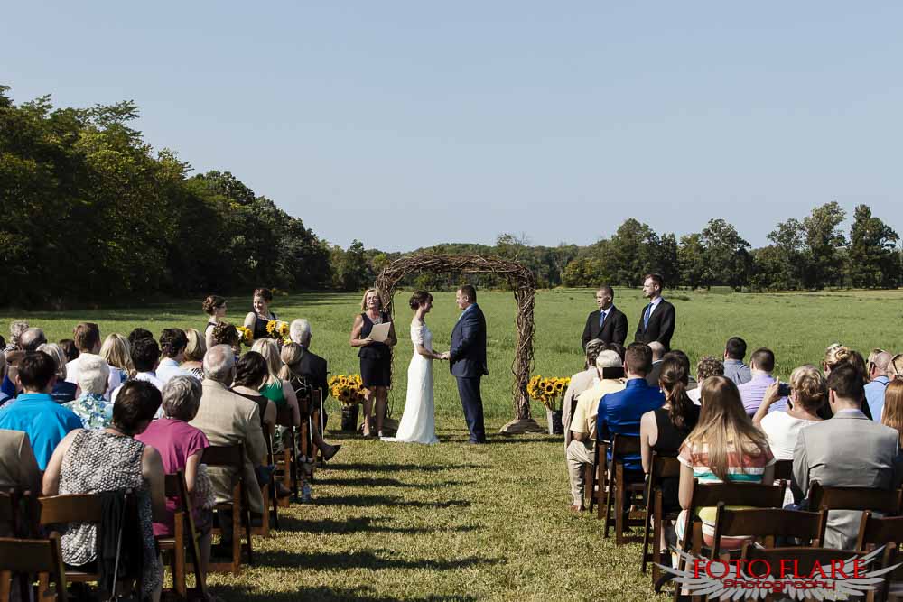 Outdoor country wedding in a field