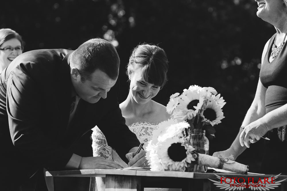 Dalton signing the wedding register