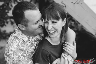 B&W engagement portrait