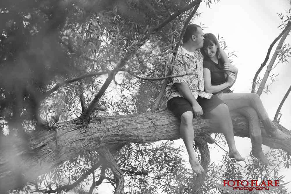 Dalton & Kate sitting in a tree overlooking the water