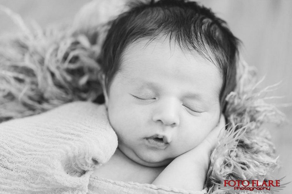 B&W portrait of Kaiden sleeping