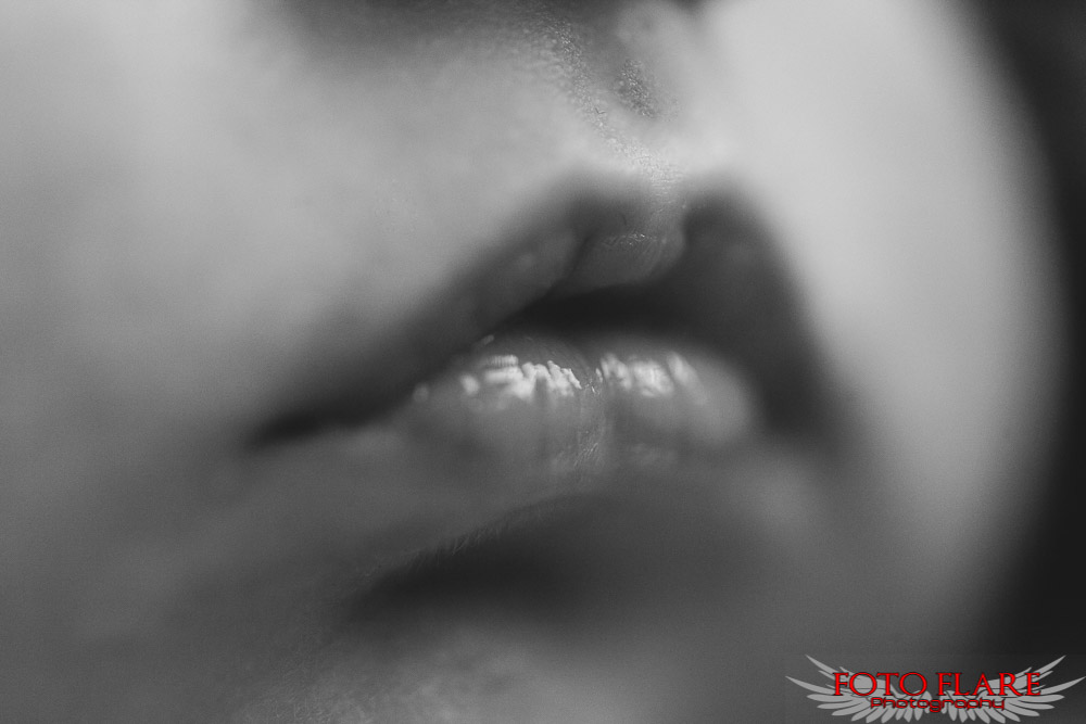 B&W close up of Kaiden's lips