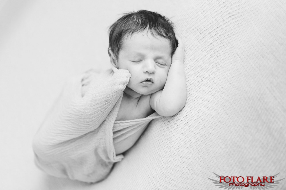 B&W photograph of Kaiden sleeping