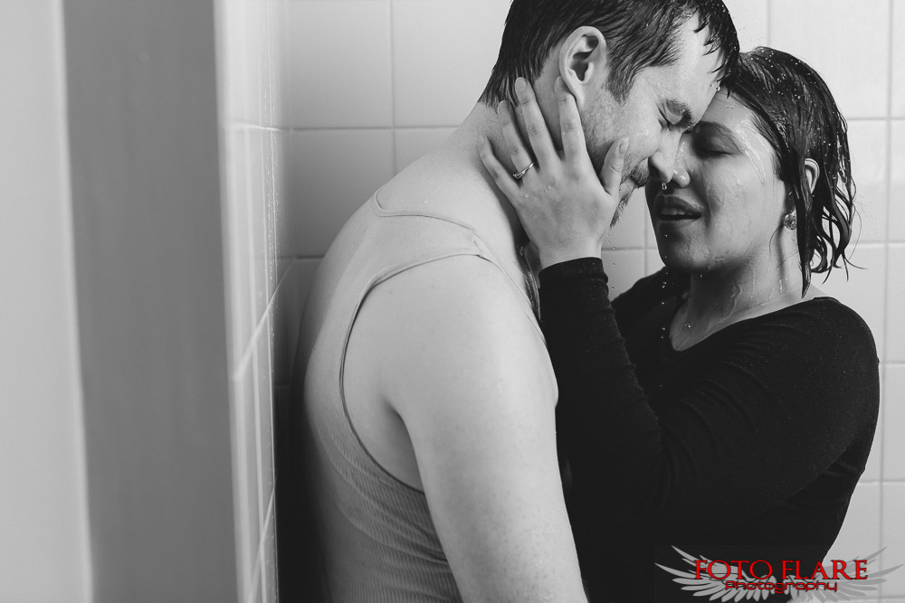 Engagement picture in the shower