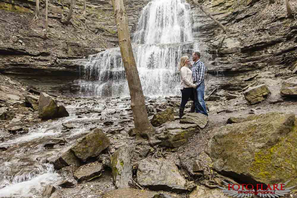 Engagement photos at a waterfall