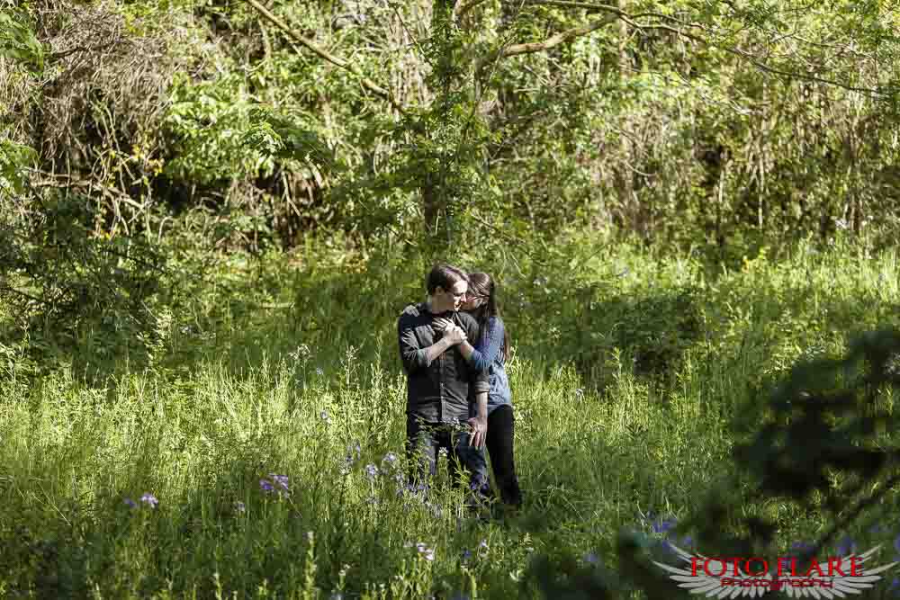 Engagement photos in open field