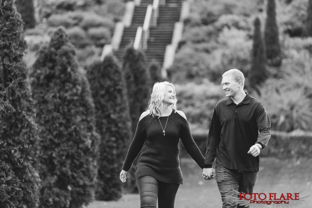 B&W engagement photo